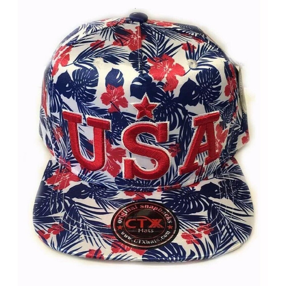 U.S.A. Bright Flower Pattern Cap Hat - NEW FAST SHIP